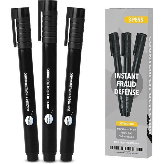 Counterfeit Money Detector Pen, 3 Fake Money Checker Marker, Counterfeit Bill Detector Pen, Reliable Money Checker Pen