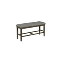 thumbnail image 1 of Counterheight Rustic Dark Oak Dining Bench Upholstered with Gray Linen Fabric, 1 of 2