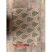 Counterpane Stitched Hand Kantha Work Gudari Quilted Floral Bedspread Winter Mat