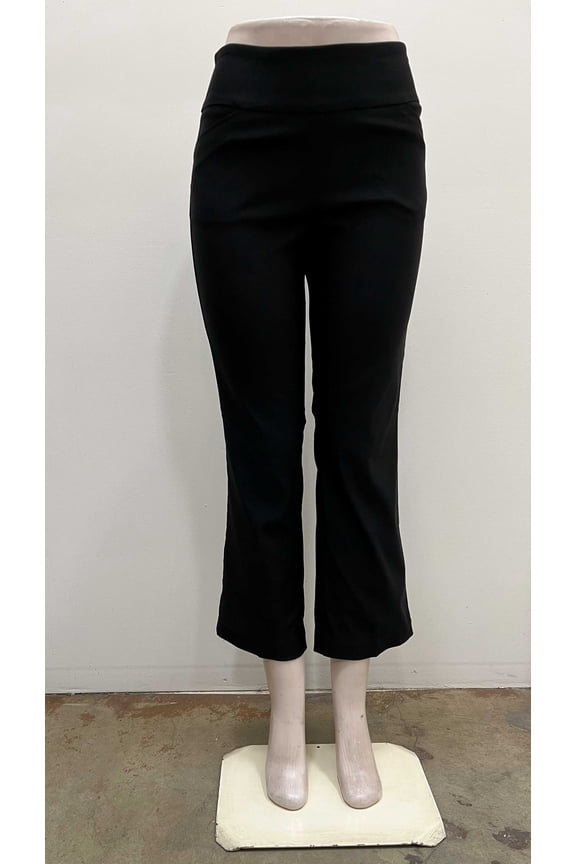 Women's pull on luxe stretch ankle length bootcut Pants with front slash pockets .
