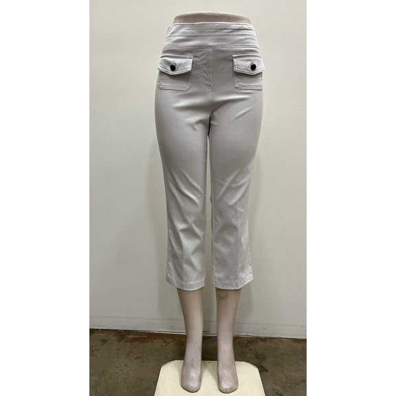 Counterparts Womens pull on stretch button patch front pockets Crop , White , S