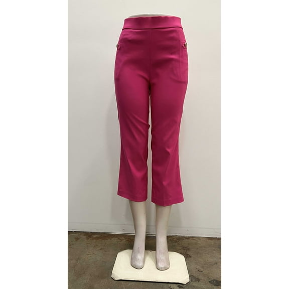 Counterparts  Womens pull on stretch front pockets button tab slim Crop , Fuchsia , S