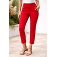 thumbnail image 1 of Counterparts Womens solid pull on stretch sailor buttons front pockets slim leg ankle length Pants, 1 of 1