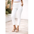 thumbnail image 1 of Counterparts Womens solid pull on stretch sailor buttons front pockets slim leg ankle length Pants, 1 of 1