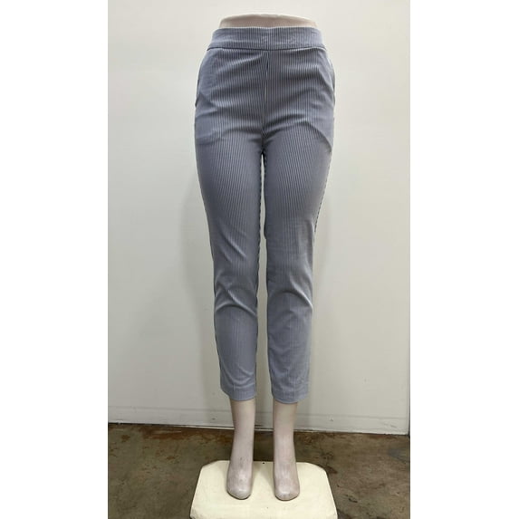 Counterparts Womens striped pull on stretch slim leg ankle length Pants with front pockets , Blue , S