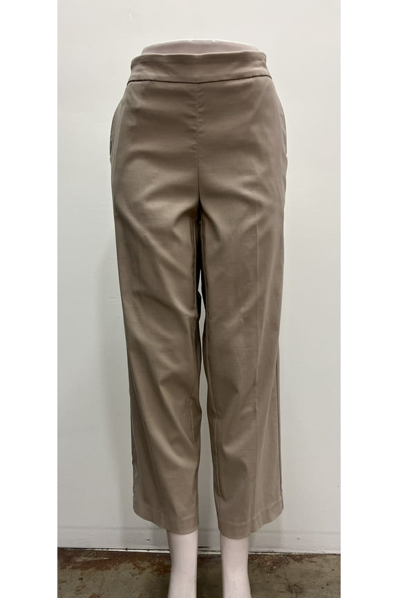 plus size pull on stretch ankle length boot cut front pockets Pants , Wheat , 1X