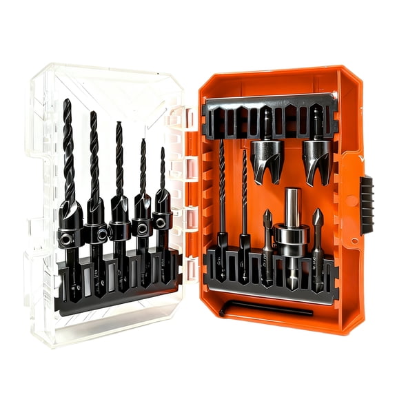 Countersink Drill Bit Set, 15 PCS Tapered Drill Bits Counter Sink Drill Bit With 2PCS Wood Plug Cutter 1/4" Hex Shank Quick Change For Woodworking With Storage Box