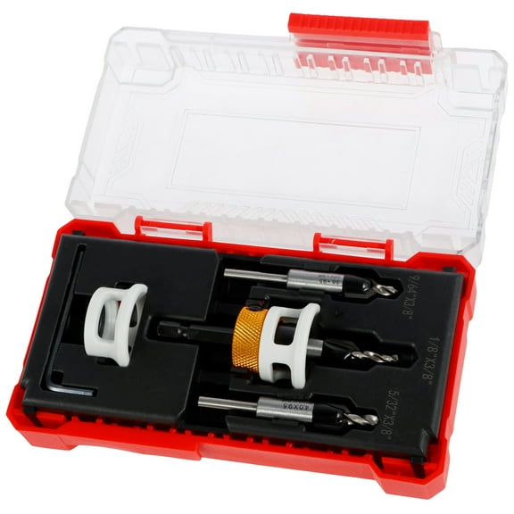 Countersink Drill Bit Set with Adjustable Depth Stop Quick Change Countersink Drill with Replaceable Drill Bits Aluminium Alloy Countersink Drill for Woodworking Fiberboard