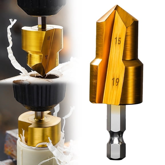 Countersink Drill Bit Set,Hex Shank,Countersink Holes for Screws to Sit Flush or Under The Surface of Metal Wood Plastic,C,15x19