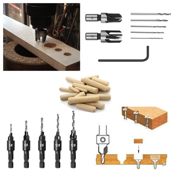 Countersink Drill Bit Set, Woodworking Chamfer Adjustable Tools on Counter Sink Holes with 1/4inch Hex Shank