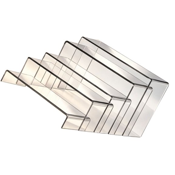 Countertop Acrylic Platform Set, 5 Clear Display Shelves for Toiletry Bottles, Collectibles, Jewelry, Layered Rectangle