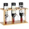 thumbnail image 1 of Countertop Bamboo Wine Holder Rack, Holds 3 Bottles & 3 Glasses, 1 of 6
