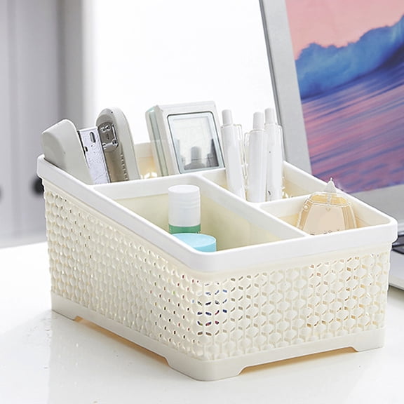 Countertop Bathroom Organizer, Multi-Compartment Desktop Storage for Makeup Brushes, Cosmetic Organizer, Cotton Swabs, Pads, Dental Floss, Pens, Office Supplies