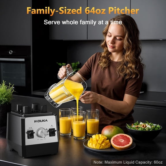 Countertop Blender with 64oz Pitcher, 25000 RPM High Power Smoothie Maker for Ice Crushing and Frozen Fruits