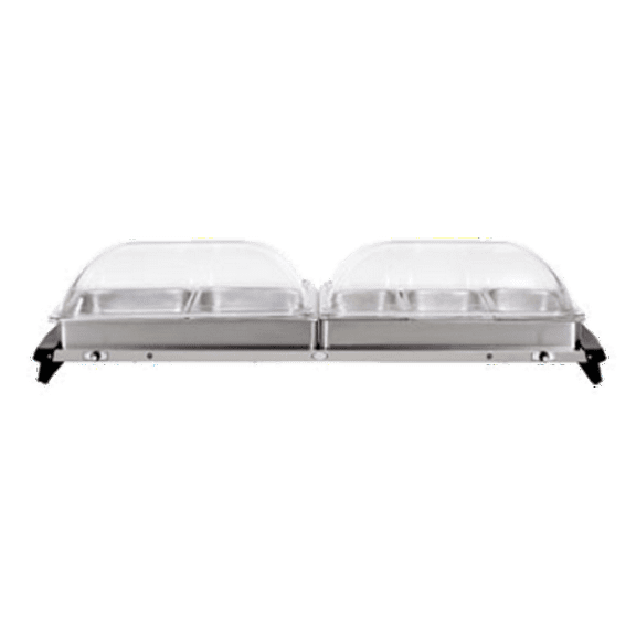 Cadco WTBS-2RT 20.5" x 14" Countertop Buffet Rolltop Lid Warmer with 2 Pan Steam Capacity, Stainless Steel, 120v, 25 lbs, Cool-Touch Handles, For Commercial Use