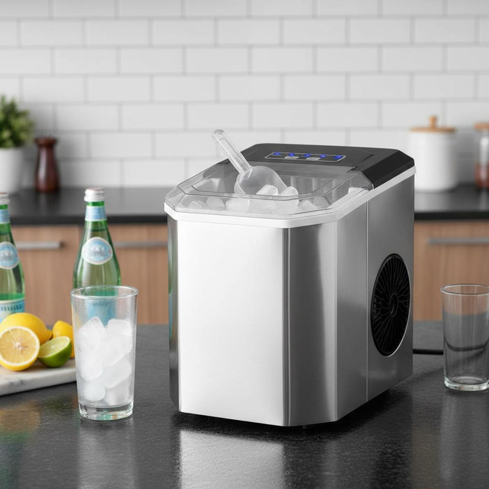Countertop Bullet Ice Maker, 26 lbs/24H Portable Ice Machine, 9 Cubes Ready in 6 Mins, 2 Ice Sizes, Self-Cleaning Ice Maker with Scoop & Basket, Quiet ≤42dB for Home Kitchen Office Bar Party