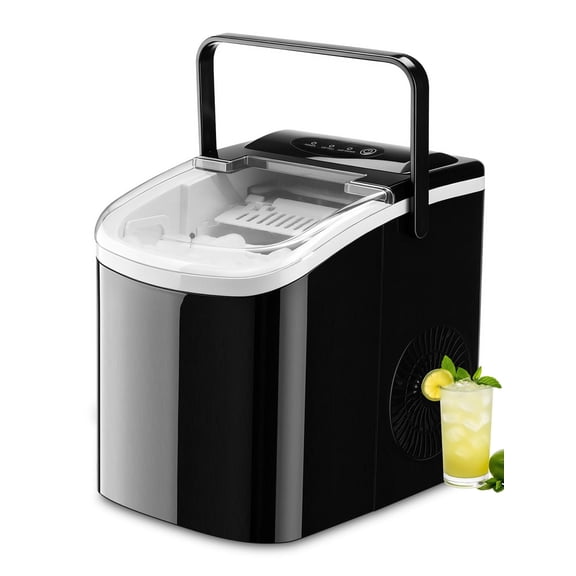 Krib Bling FZB-12Y9A Countertop Bullet Ice Maker, Portable Black Ice Machine for Home Kitchen Office RV
