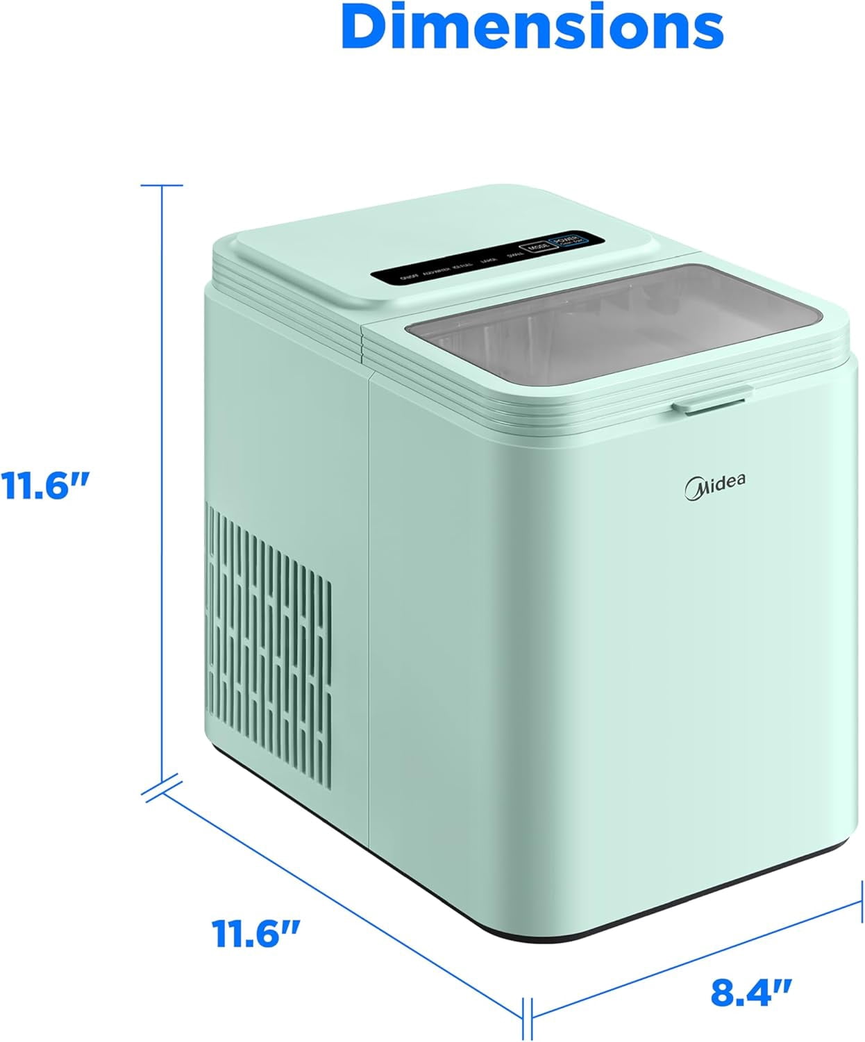 Countertop Bullet-Ice Maker, 8 Ice Bullets Ready in 6 Minutes, 26lbs/24H, -Cleaning Function with Scoop and Basket for Home Office RV