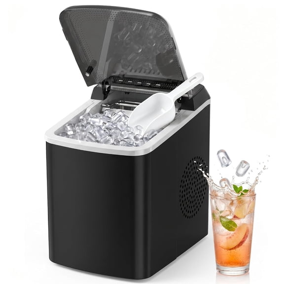 Countertop Bullet Ice Maker Machine 33lbs/Day, 6 Mins Fast Ice 2 Sizes Auto Self Clean with Ice Basket Scoop for Home Kitchen Office Bar Party RV