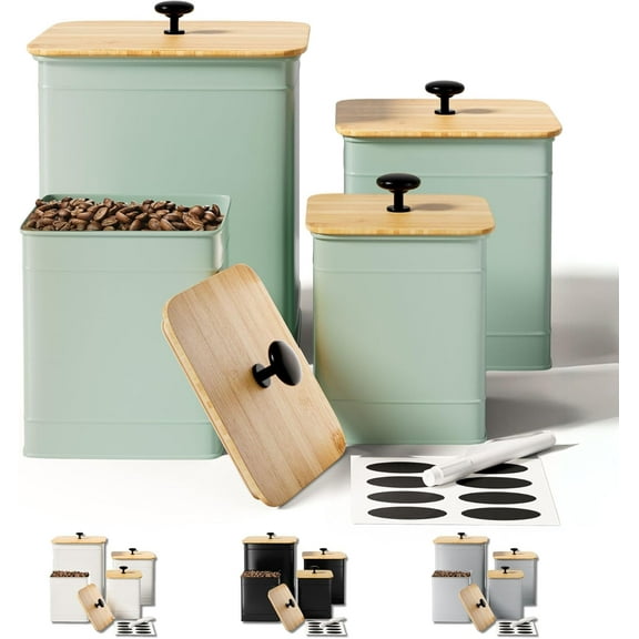 Kitchen Countertop Jar with Customizable Chalkboard Label and Marker - Large Iron Kitchen Jar with Airtight Lid - Flour and Sugar Container Farmhouse