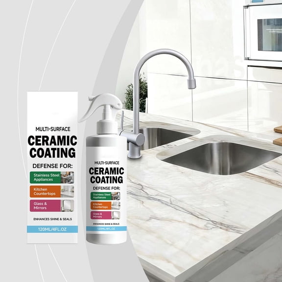 Countertop Care Liquid for Kitchen Island, Gloss Restorer for Glazed Ceramic and Quartz, Daily Temporary Surface Polish, Stain Resistant Protective Spray