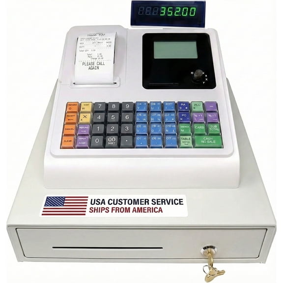 Countertop Cash Register C-400 with Customer Display, Quick-Load Thermal Receipts, 4700 PLU