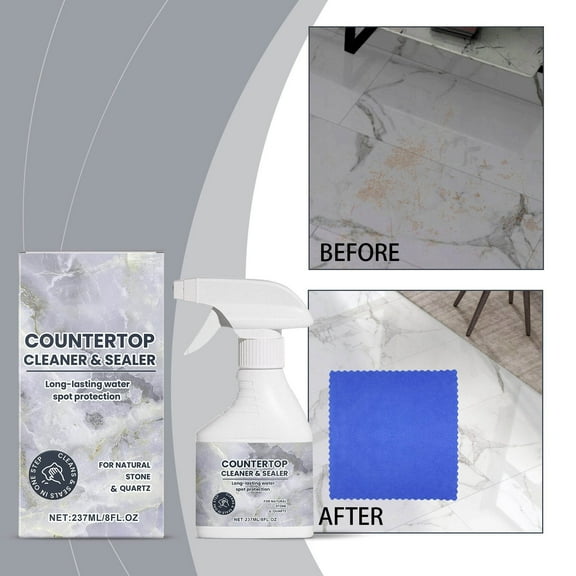 Countertop Cleaner Cleans Various Bathroom Kitchen Countertop Non-Toxic Formula for Granite, Marble, Quartz, and Stone, Streak-Free Shine Countertop Cleaner & Sealer