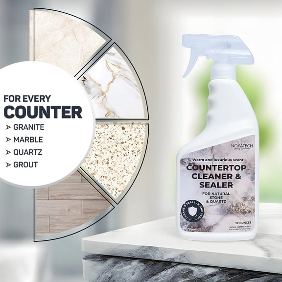 Countertop Cleaner & Sealer – Streak-Free Spray for Granite, Marble & Quartz | Cleans & Protects in One Step | USDA BioPreferred, Non-Toxic, No Film