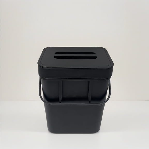 Countertop Compost Bin with Lid, Hanging Kitchen Waste Container for Food Scraps, Suitable for Kitchen and Bathroom Use, Easy to Install Compost Bucket, Black