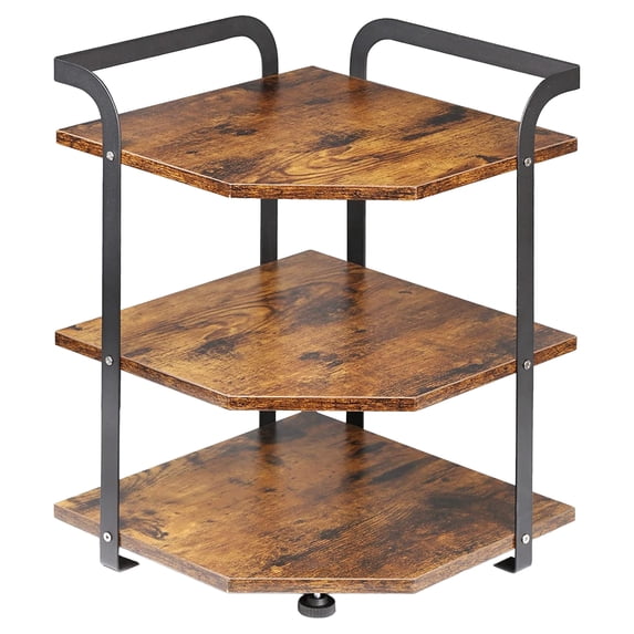 Countertop Corner Shelf, 3-Tier Industrial Wood Counter Corner Organizer Shelves
