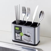 Countertop Cutlery Drying Holder Utensil Holder Stainless Steel Cutlery Drainer Tableware Holder Box Tabletop Separated Fork Chopstick Kitchen Storage Cutlery Utensil Organizer