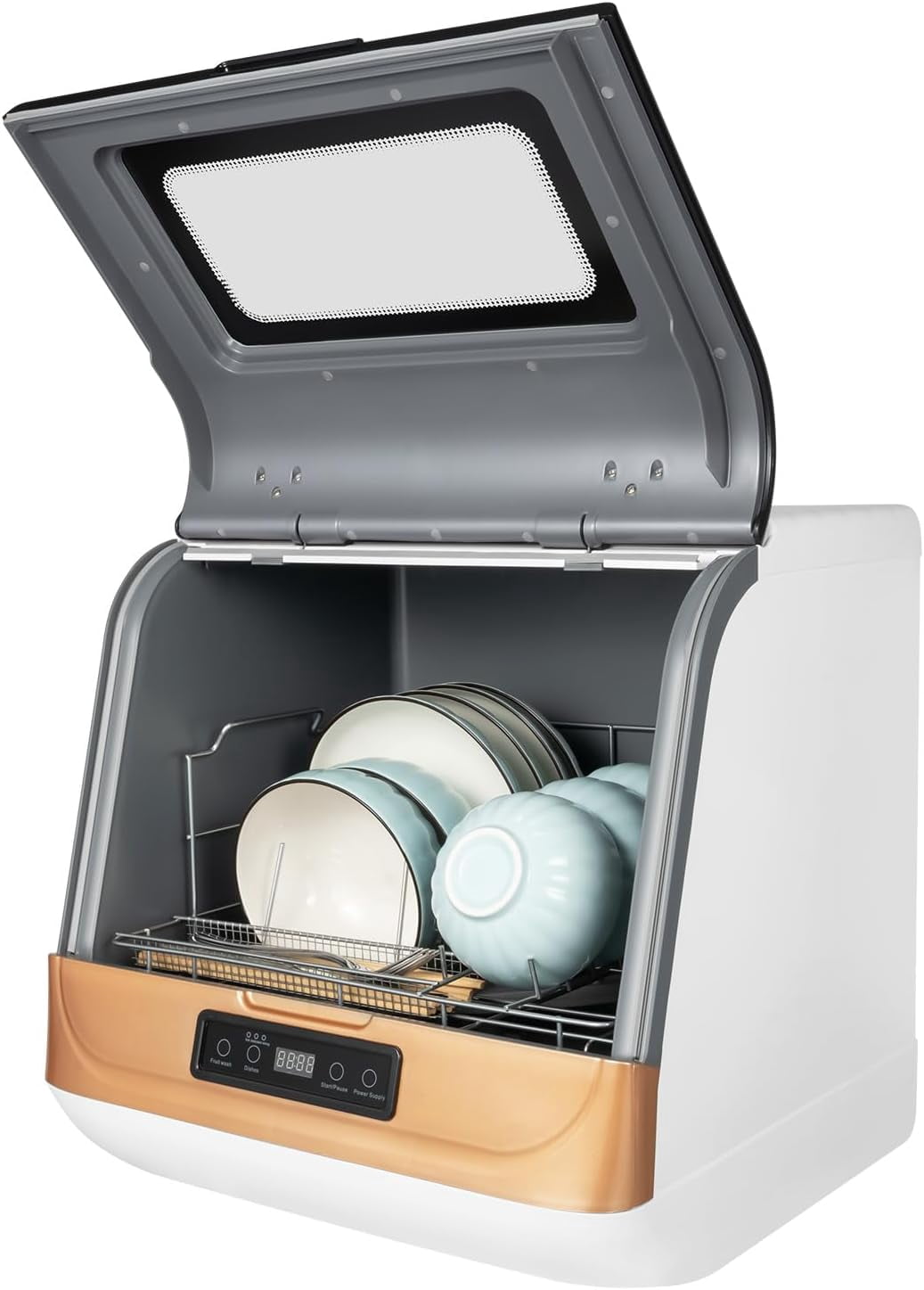 Countertop Dishwasher, 3-in-1 Mini Dishwasher with 7.8L Water Tank, 360° Spray Arm, Air-Dry Function & Fruit Cleaning, Portable Compact Dishwasher for Apartments, Dorms and RVs