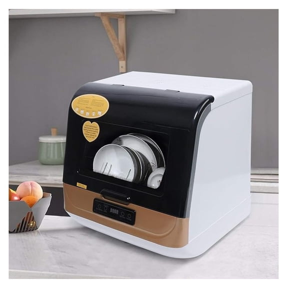 Countertop Dishwasher Kitchen Mini Portable Dish Bowl Washer Automatic Dishwasher Deep Cleaning for Home, Apartment, RV (White & Black)