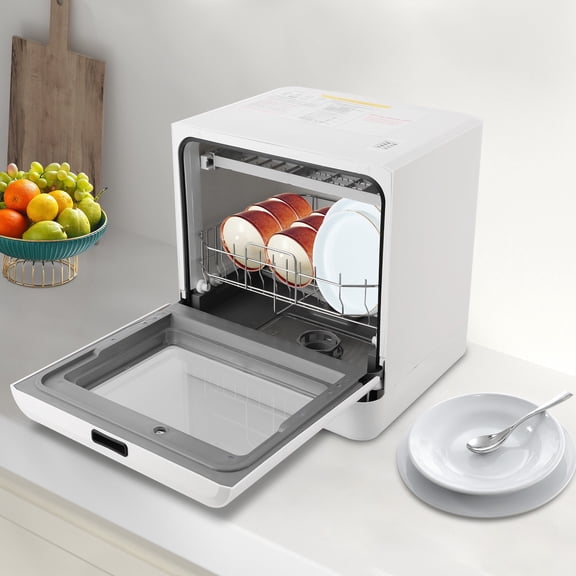 Countertop Dishwasher, White Portable Dishwasher with Water Tank 4 Washing Programs, 158F High-Temperature Disinfection, 360 Spraying Dishwasher for RVs, Apartments, Dormitories,Home Kitchen