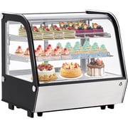 Countertop Display Refrigerator, 4.25 Cu.Ft120L Curved Glass Refrigerator Display Case, Commercial Countertop Display with Adjustable Shelves, Display Fridge for Pastry Cake, ETL Certified, Black