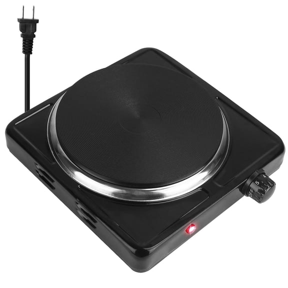 Countertop Electric Single Burner 1500W Portable Heating Hot Plate Stove Kitchen Cooker Stove with Non Slip Rubber Feet 5 Temperature Adjustments Black