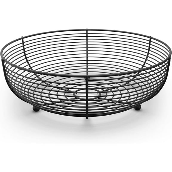 Countertop Fruit Bowl, Wire Basket for Fruits, Breads, Vegetables,Snacks, Black