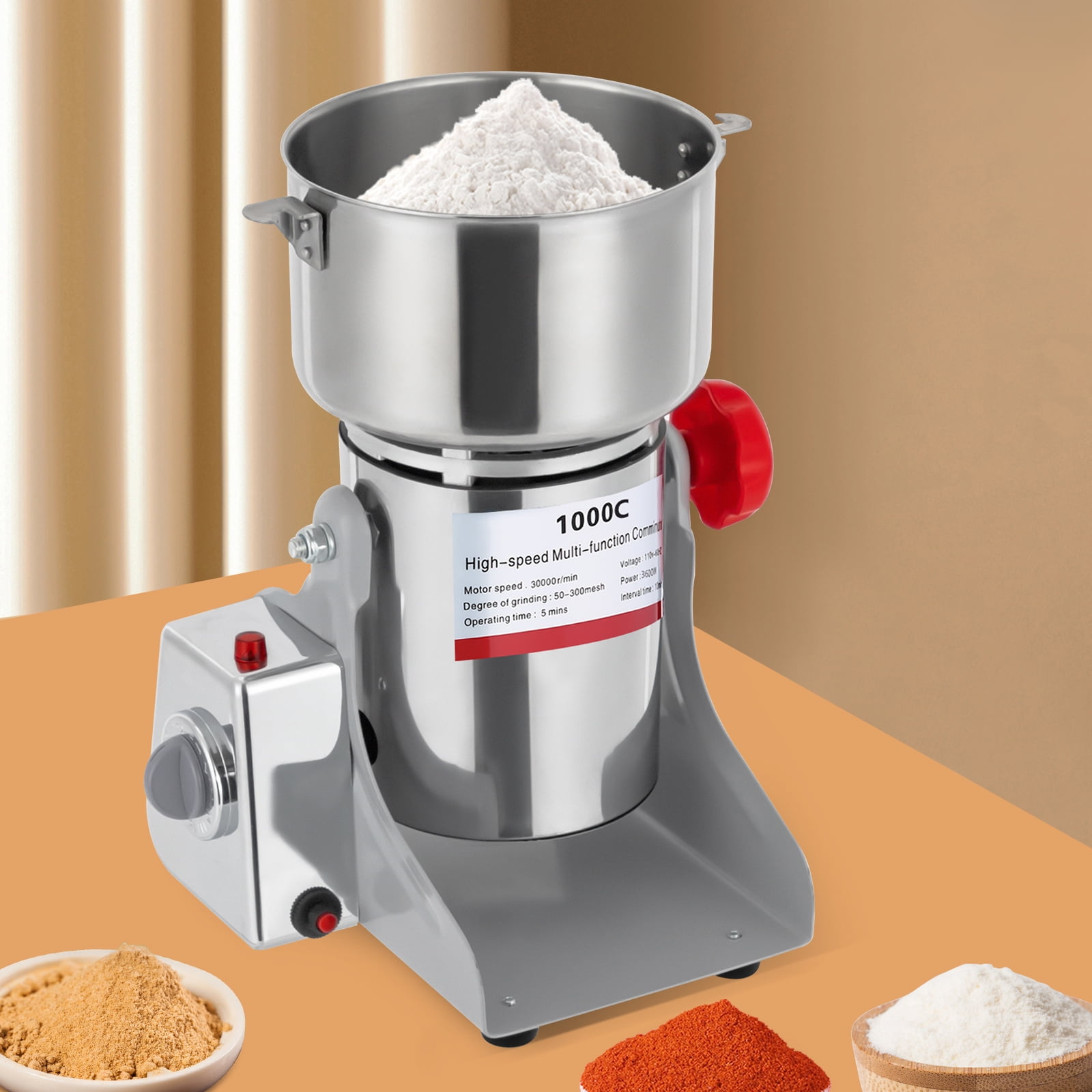 Countertop Grain Mill with All-copper Motor - 110V, 60HZ, 5-minute ...