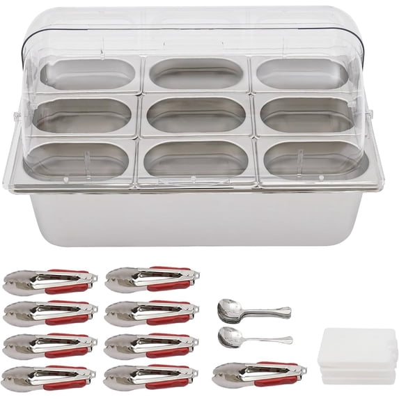 Countertop Ice Food Serving Display Container, 9 Pan Set | Clear Roll ...