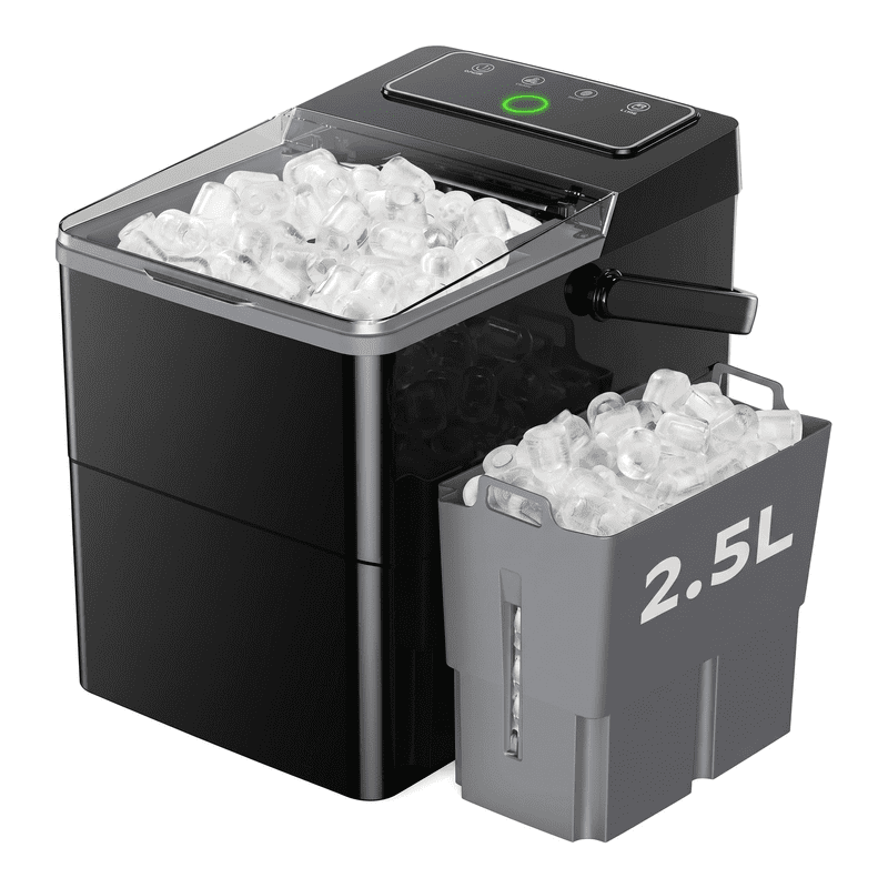 Countertop Ice Maker with 2.5L Expandable Ice Basket and 1.8L Water Tank, Portable Bullet Ice Machine with LED Touch Panel, Self-Cleaning, 2 Ice Sizes, Makes 9 Cubes in 6 Minutes