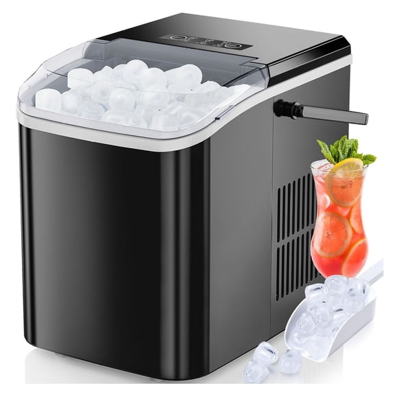 Countertop Ice Maker, 26lbs/24H Portable Ice Machine - 6 Mins Rapid Ice, Self-Cleaning, Bullet Ice Cubes, for Home Kitchen RV Camping