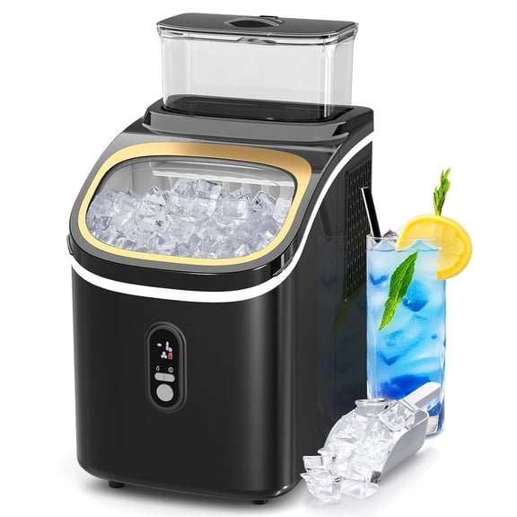 Countertop Ice Maker,30Lbs/24H,Automatic Cleaning Function and 24-Hour Timing Ice Machine with Ice Scoop&Ice Basket,for Home/Kitchen/Camping/Office,Black