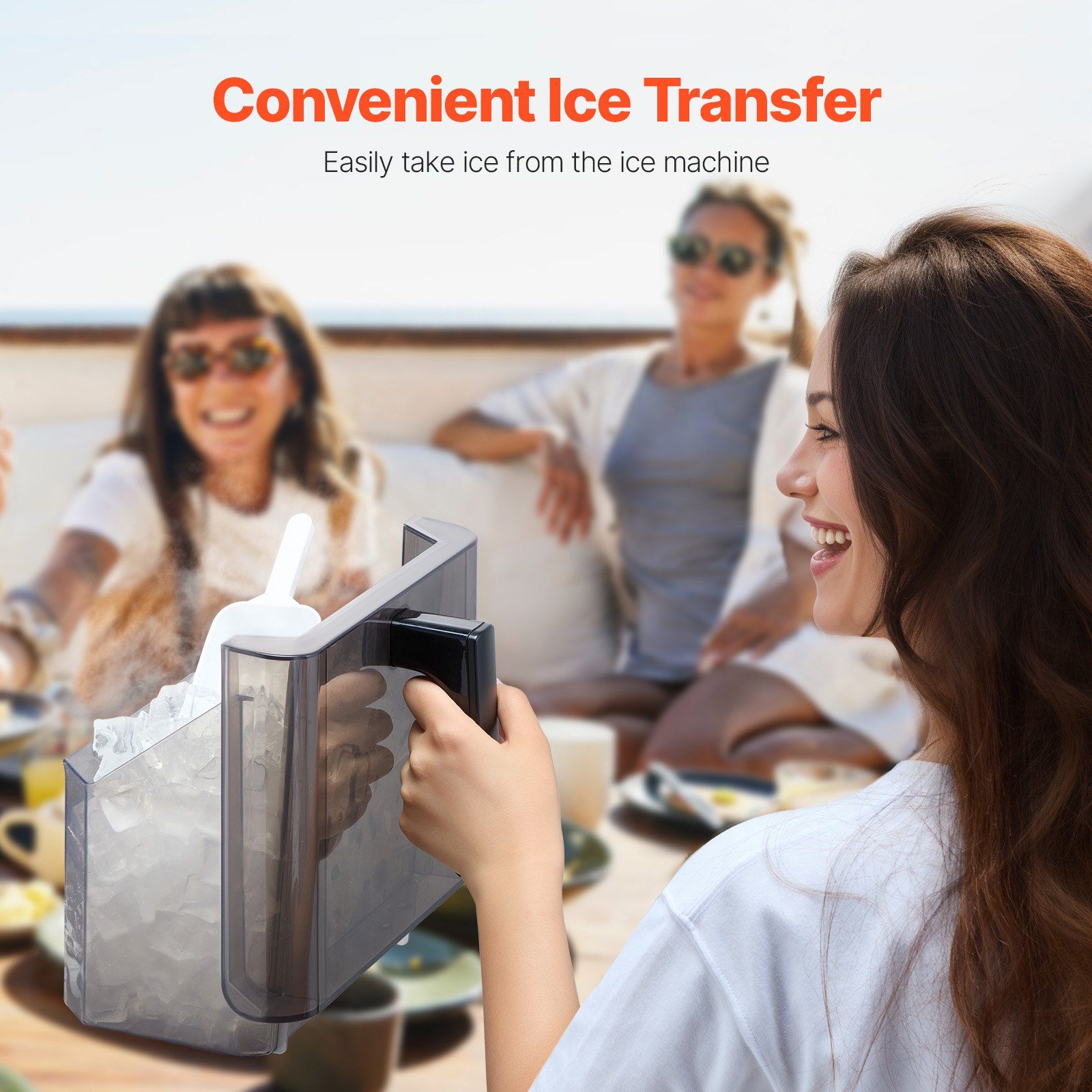 Countertop Ice Maker,32 Cubes Ready in 15 Mins,46lbs in 24Hrs,Self-Cleaning Portable Ice Maker with Convenient Ice Transfer,Ice Machine with 3 Sizes Ice Cube for Home Kitchen Office Party