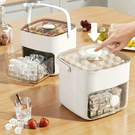 Countertop Ice Maker - 48Pcs Daily Ice Output, Double-Layer Design, Fast Ice Making for Home/Office/Outdoor Parties, Compact White Kitchen Essential