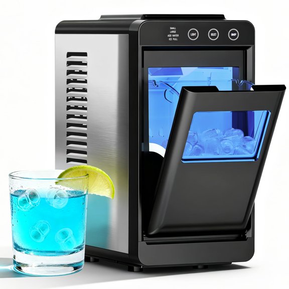 Countertop Ice Maker,8 Bullet ICES Fast in 6 Mins, 26lbs/Day, 2 Ice Sizes, Self-Cleaning & Quiet Portable Ice Machine for Home, Office, Bar & RV, Black