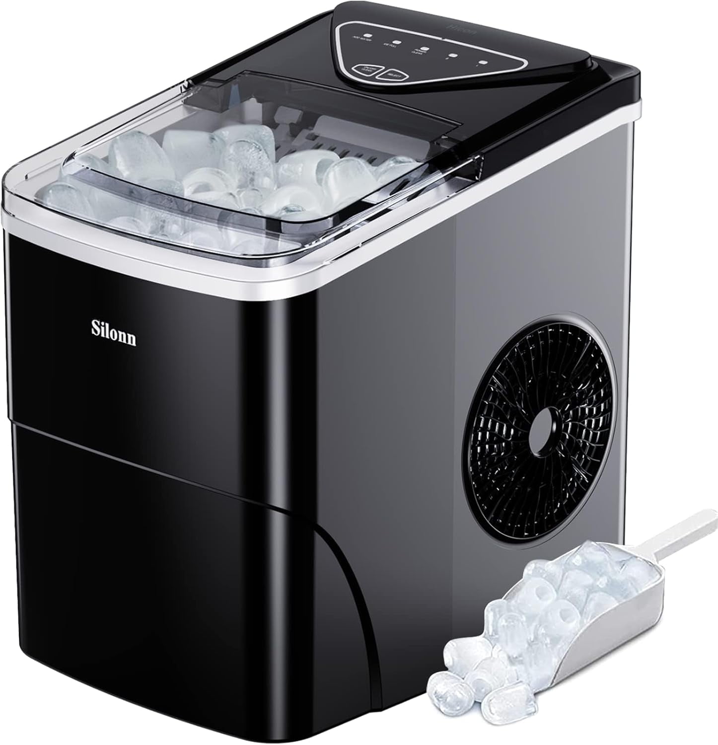 Countertop Ice Maker with Expanding Ice Basket, 9 Cubes in 6 Mins, 2.5L Ice Basket, Self-Cleaning Ice Maker with LED Touch Control, 2 Bullet Ice Sizes for Home, Kitchen, Office