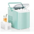 thumbnail image 1 of Countertop Ice Maker with Handle, 26lbs/24H Portable Ice Machine, 9 Bullet Ice Cubes Ready in 6 Mins, Self-Cleaning, Quiet Compact Ice Maker for Home, Kitchen, RV, Camping, Green, 1 of 15