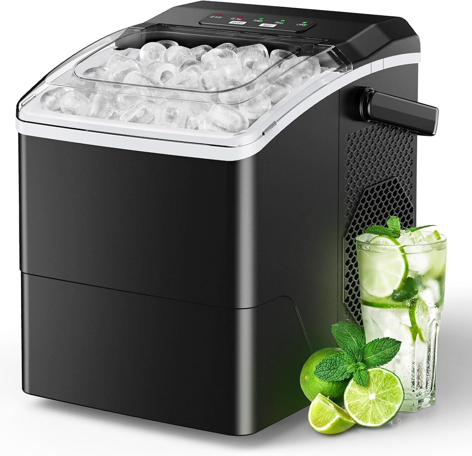 Countertop Ice Maker Machine, 26 lbs Daily, Fast Ice in 6 Minutes, Self-Cleaning, Compact Ice Machine for Home Kitchen Office Parties, Black