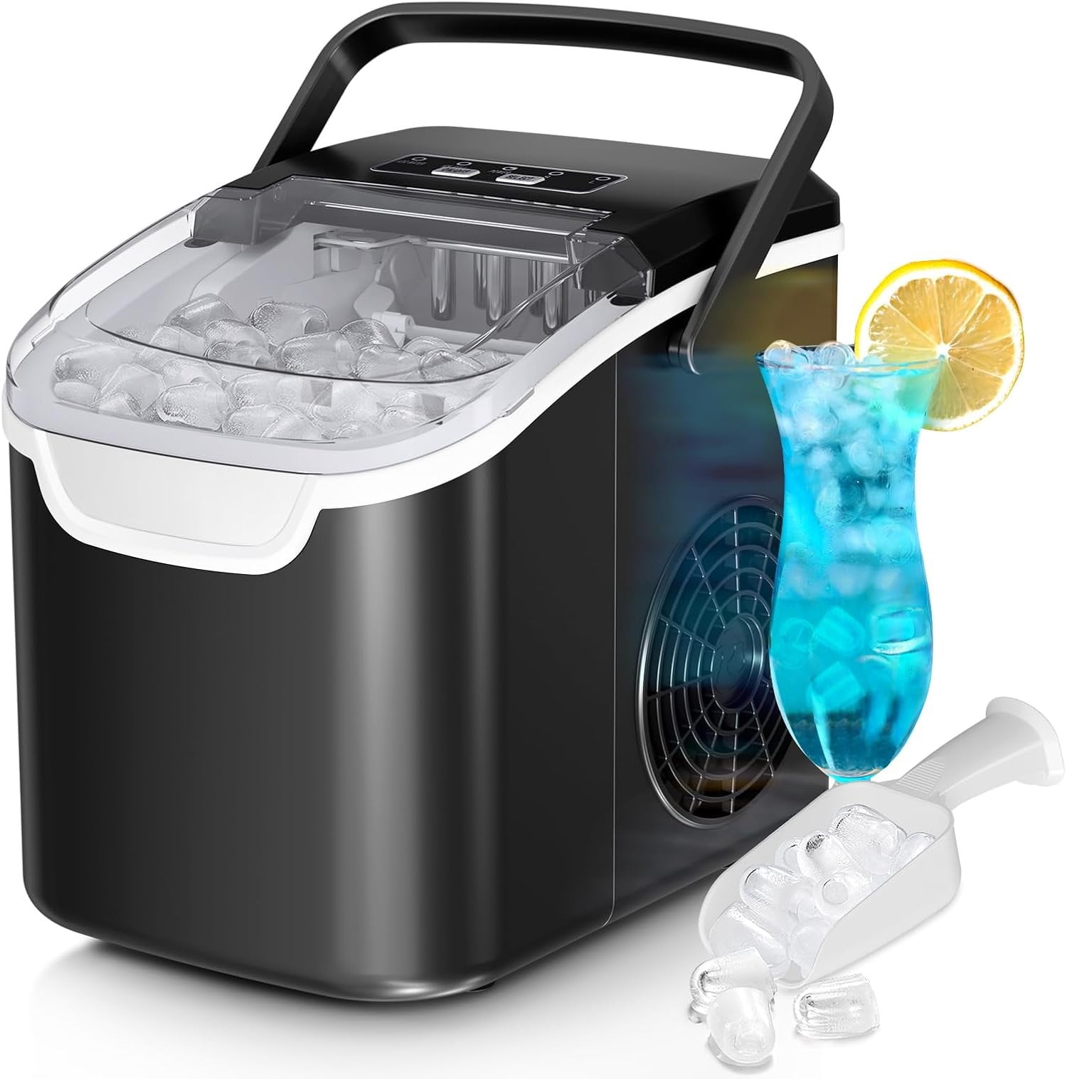 Countertop Ice Maker Machine, 8 Ice Cubes in 6 mins, 26lb/Day Ice with ...