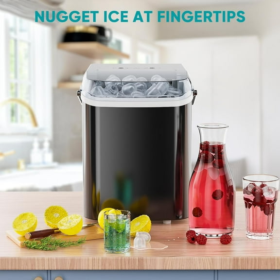 Countertop Ice Maker Machine, 9 Bullet Ice Cubes/6Min, 26 lbs/24H, Self-Cleaning Portable Ice Maker Machine, 2 Sizes Bullet Cubes Makers, Black